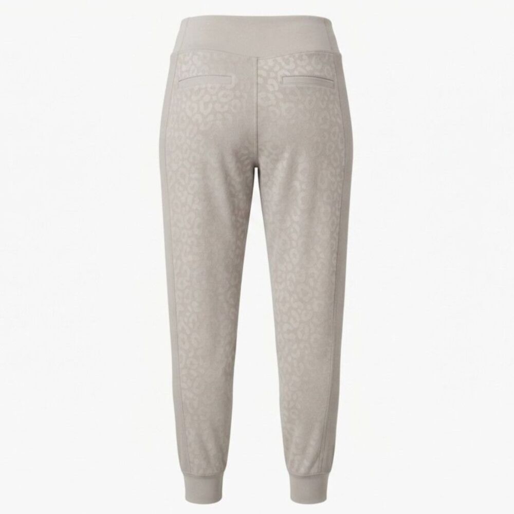 Athleta Brooklyn Textured Joggers Size 10 Beige Light Gray Pull On Travel Pants - Picture 2 of 9